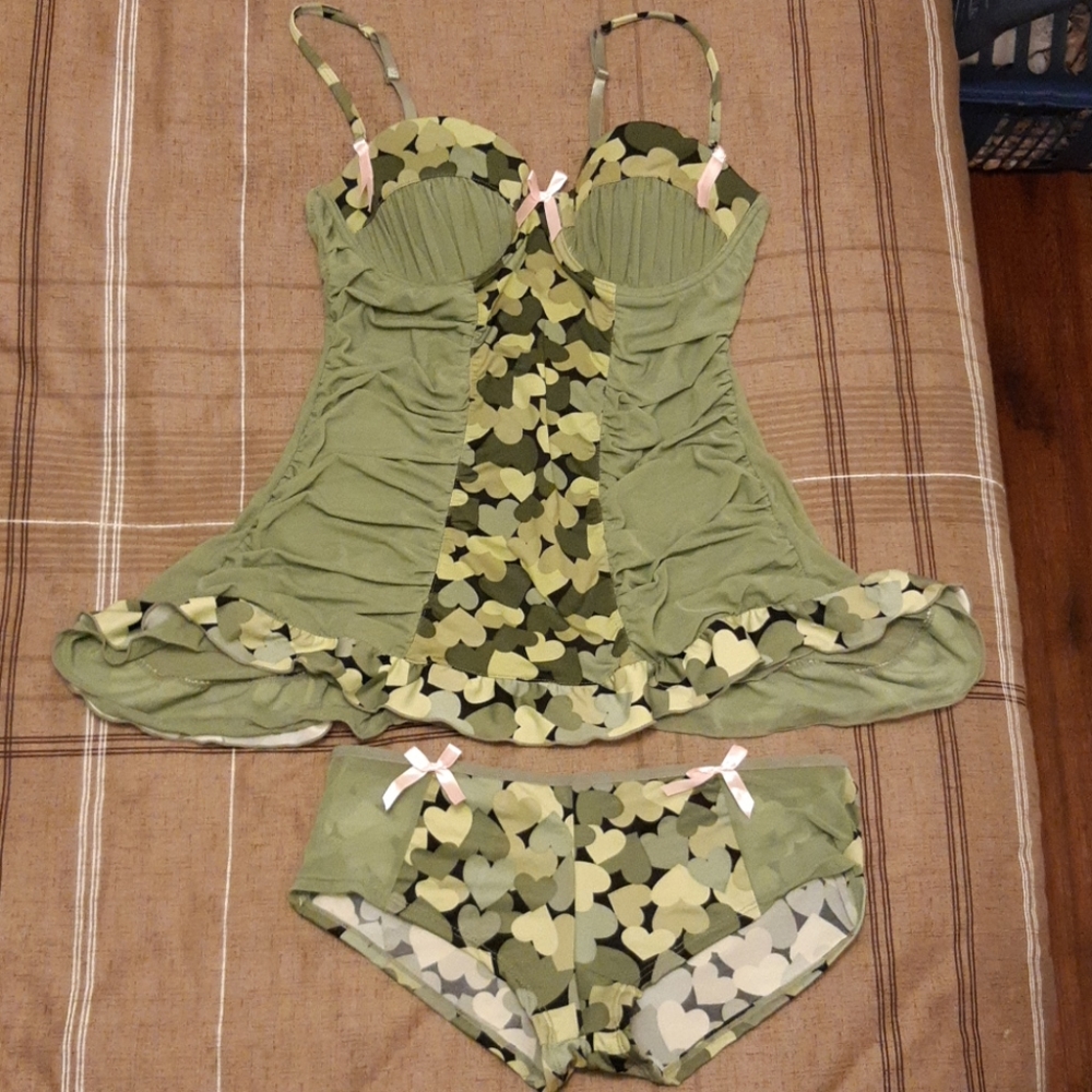 Cami Bustier Set Camo Hearts Large